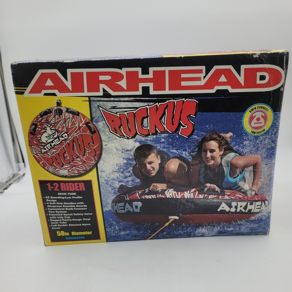 Airhead Ruckus 1-2 Rider Towable Deck Water Tube 58in Red Black White AH-RU12